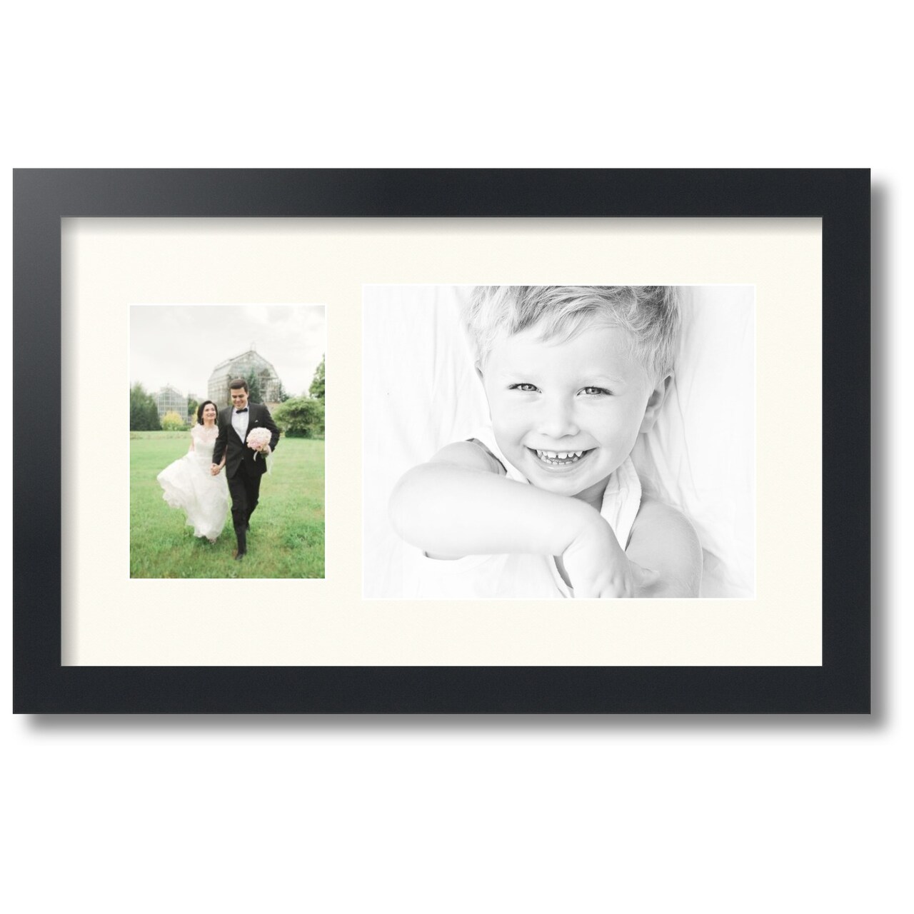 ArtToFrames Collage Photo Picture Frame with 1 - 5x7, 8x10 inch Openings, Framed in Black with Over 62 Mat Color Options and Regular Glass (CSM-3926-166)